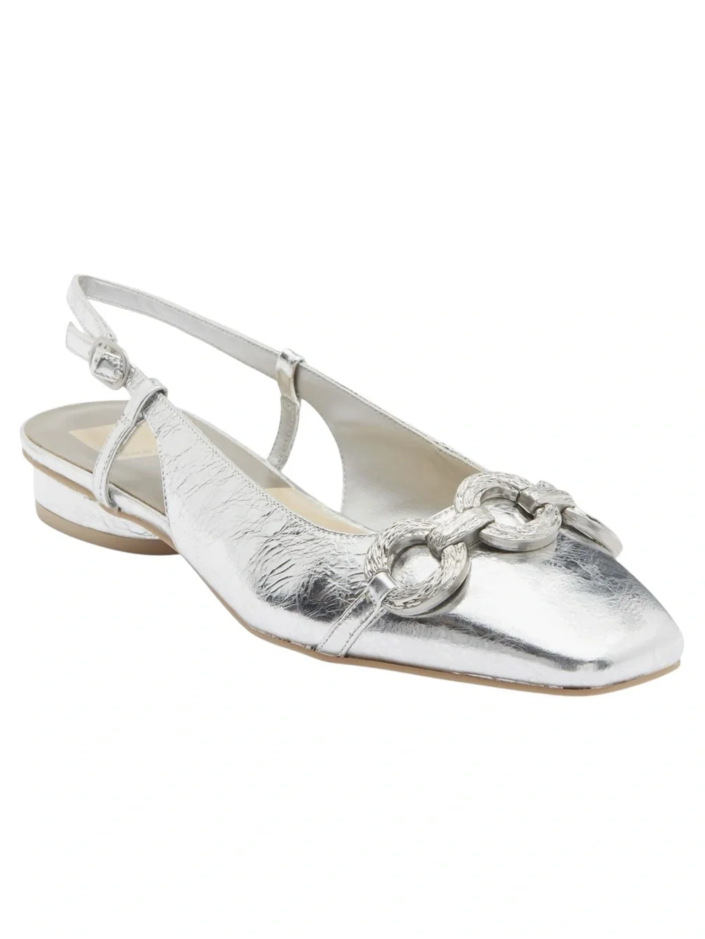 🆕{Dolce Vita} Ramano Crinkle Metallic Silver Slingback Flats